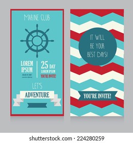 retro style card for marine club/yacht party/lake camp, vector illustration