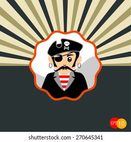 Retro style of  Cartoon pirate