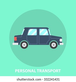 Retro style car,vehicle,personal transport flat style icon,element,concept for web design,apps