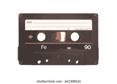 retro style cassette isolated on white