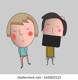 retro style character pairs. vector illustration