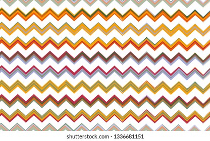 Retro Style Chevron Zig Zag Pattern. Modern Geometric Ornament. Stylish Tribe Print Vector Design. Funky Chevron Background in Orange, White, Violet Colors