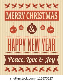 Retro style Christmas greeting card.
