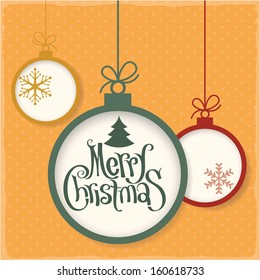 Retro style christmas greeting card. Vector vintage minimalist design.