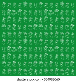 Retro Style Christmas pattern. different socks. Wrapping Paper. green background