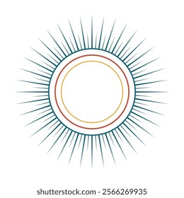 retro style circle shine sun