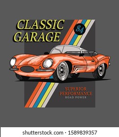 Retro style classic muscle car vector illustration, for t-shirt prints, posters and other uses.