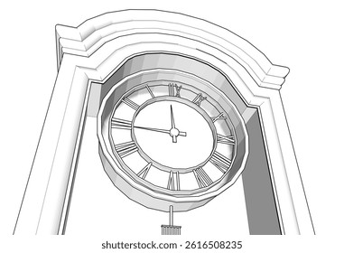 retro style clock 3d illustration