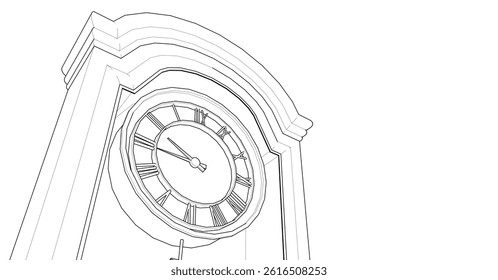 retro style clock 3d illustration