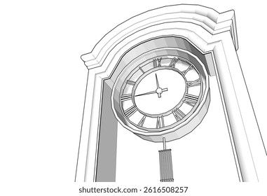 retro style clock 3d illustration