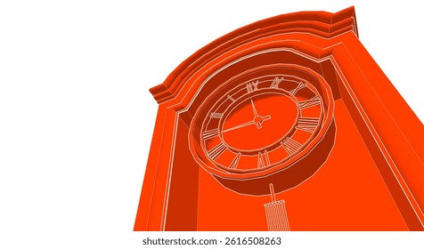 retro style clock 3d illustration