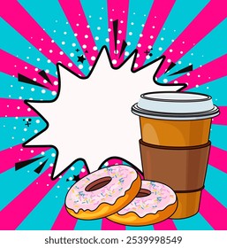 Retro Style Coffee and Donuts Poster