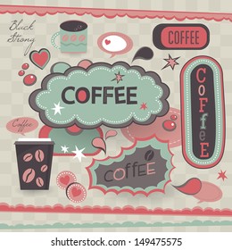 Retro style coffee shop poster design. Vector illustration