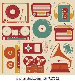 Retro style collection of musical related items