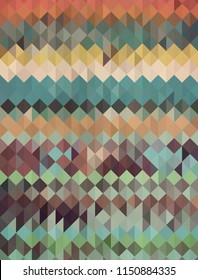 Retro style colored geometric triangle shapes background.