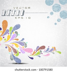 Retro style colorful abstract background with grunge floral and flower for presentation or poster. EPS 10. Vector illustration.