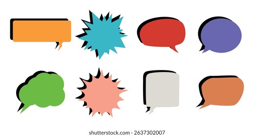Retro style colorful blank comic speech bubble with black halftone shadow