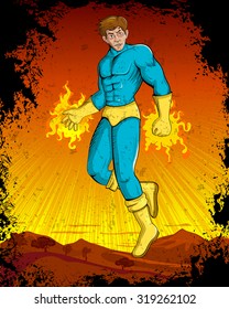 Retro style comics Superhero showing is power strength in vector