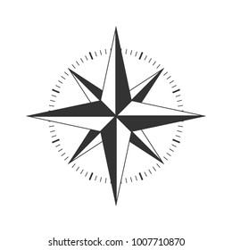 retro style compass icon, wind rose vintage compass icon