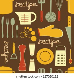 Retro style cooking recipe seamless  pattern. Vector format