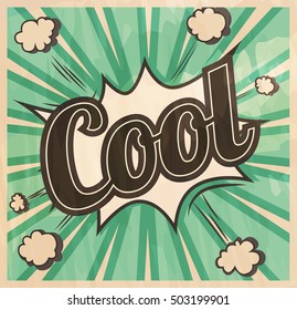 Retro style Cool signboard Background. Boom comic book explosion vector template