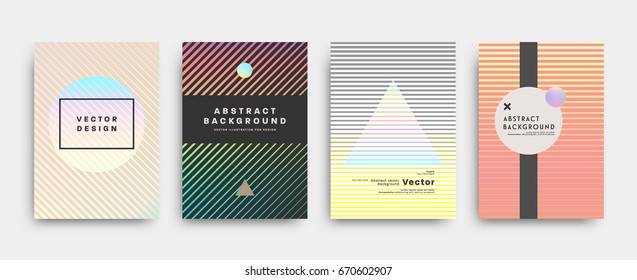 Retro style covers templates set. Futuristic, pixels and memphis patterns and elements for posters, placards, banners, flyers or brochures designs. Vector illustrations.