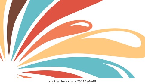 Retro style curved shape composition abstract burst vector