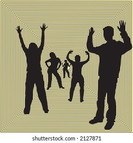 Retro style dancing silhouette shapes