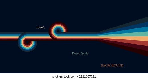 Retro style dark background with colorful simple circle stripes lines vintage design