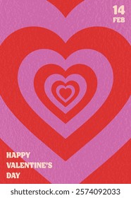 Retro style Valentine’s Day greeting card. Geometric design with heart. Vector illustration