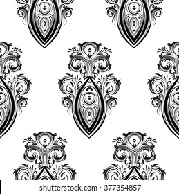 Retro style decorative seamless pattern in black and white.