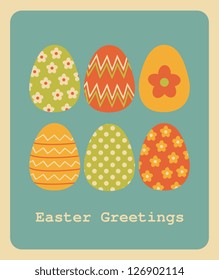 Retro style design for Easter greeting card.