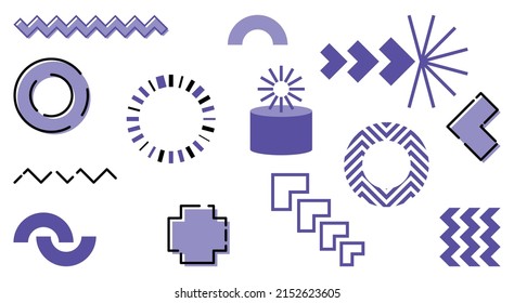 retro style, design elements, memphis simple universal geometric shapes, design set for magazines, signs and flyers
