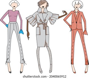 retro style design fashion woman sketch 