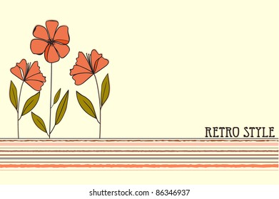 Retro Style Design with Flowers and copy space for Text