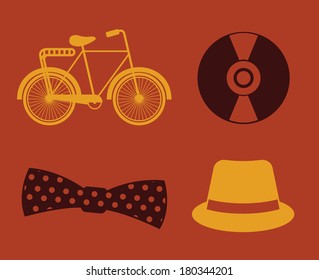 retro style  design over red  background vector illustration
