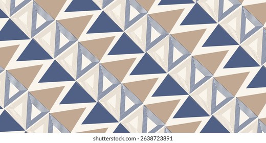 Retro style diagonal stripes and angular shapes. quilt blocks design, seamless repeating vector pattern, Abstract simple geometric background for fabric, textile design or interior decoration. colors
