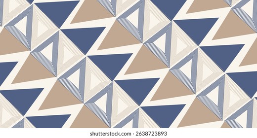 Retro style diagonal stripes and angular shapes. quilt blocks design, seamless repeating vector pattern, Abstract simple geometric background for fabric, textile design or interior decoration. colors