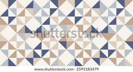Retro style diagonal stripes and angular shapes. quilt blocks design, seamless repeating vector pattern, Abstract simple geometric background for fabric, textile design or interior decoration. colors