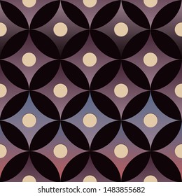 retro style diamond circles seamless pattern in black purple blue shades