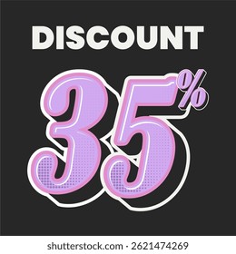 Retro Style Discount Poster with Bold Pink 35% Typography on Black Background for Sale Promotion