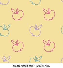 Retro style doodle apples seamless pattern. Autumn harvest print for tee, paper, fabric, textile. Hand drawn vector illustration for decor and design. 


