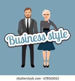 Retro style dressed fashion couple in business style clothing vector concept