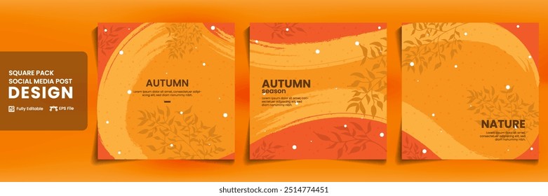 Retro style with elements of branches and leaves. Editable vector templates for cards, banners, invitations, social media and many other cool design needs