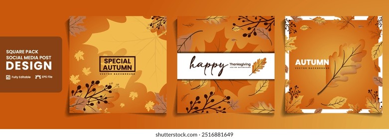 Retro style with elements of branches and leaves. Editable vector templates for cards, banners, invitations, social media and many other cool design needs