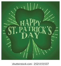 Retro style emblem, clover leaf. Holidays in Ireland. St. Patrick's Day concept. Flat vector illustration.