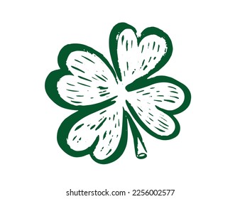 Retro Style Emblems leaf clover, St. Patrick's Day, hand drawn Illustration.