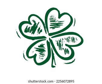 Retro Style Emblems leaf clover, St. Patrick's Day, hand drawn Illustration.