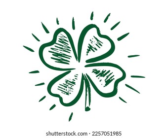 Retro Style Emblems leaf clover, St. Patrick's Day, hand drawn Illustration.