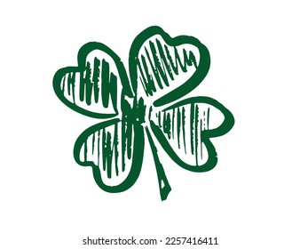 Retro Style Emblems leaf clover, St. Patrick's Day, hand drawn Illustration.
